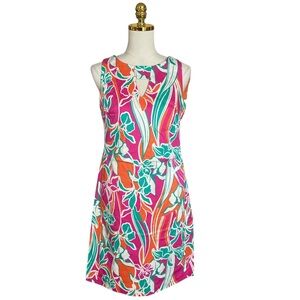Anne Klein Women’s Sleeveless Cotton Tropical Floral Print Shift Dress Size 4